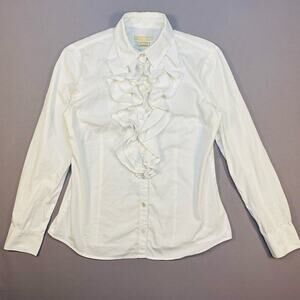 MICHAEL Michael Kors Cotton Ruffle Cottagecore Blouse Top Size Small